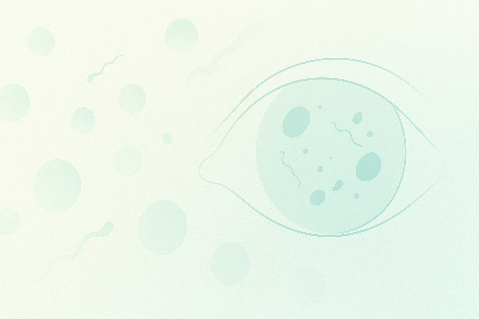 Minimal pastel illustration of an eye with floaters.