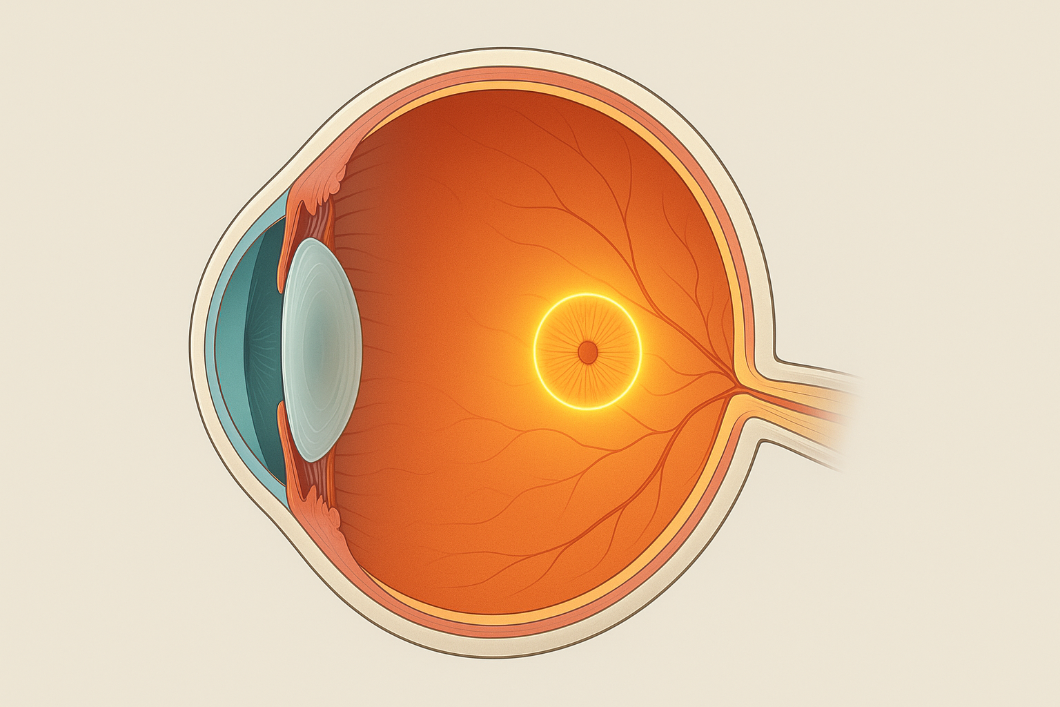 Anatomy diagram highlighting the macula at the retina’s center